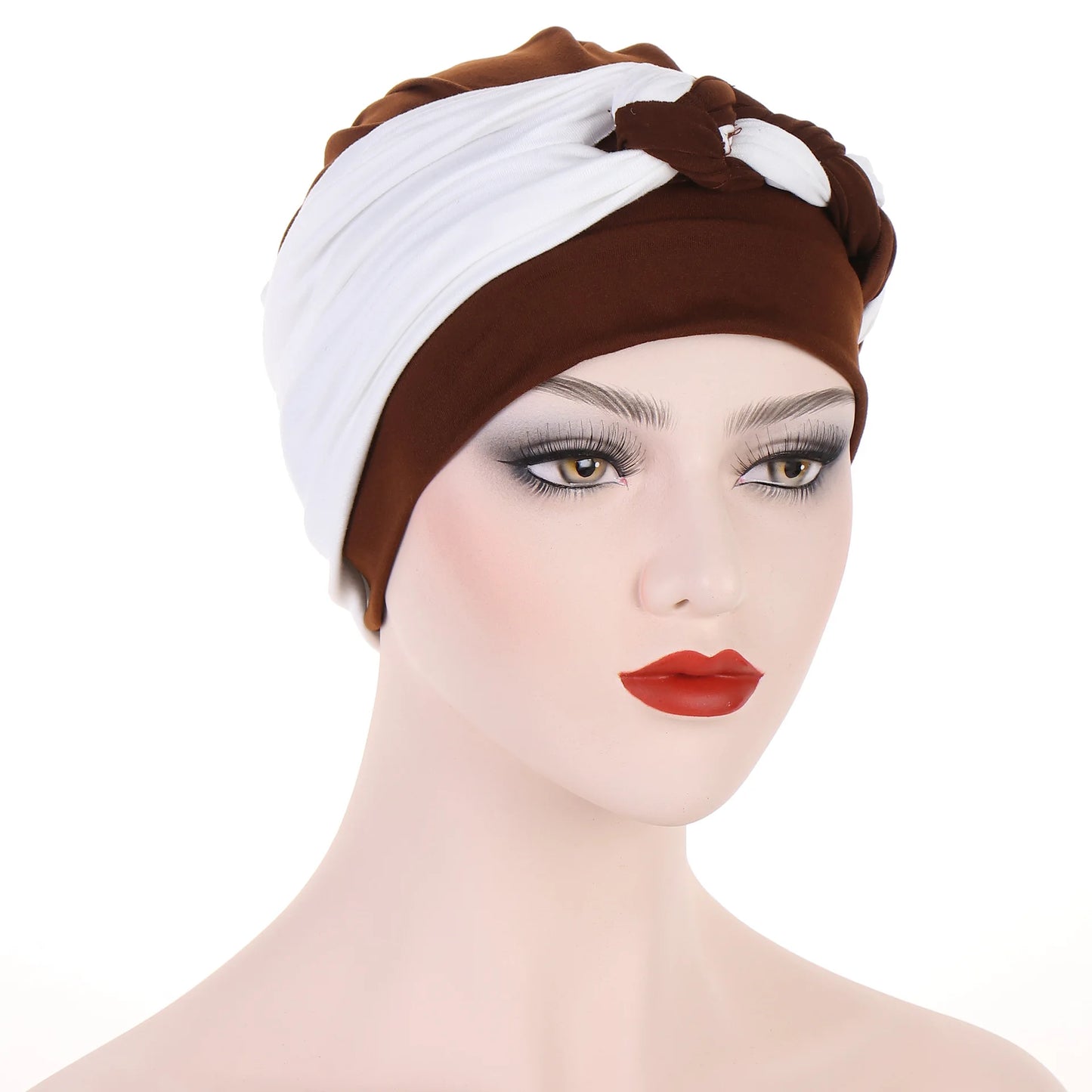 Braid Knit Turban Bonnet – Muslim Head Wrap Cap for Women (20 Colors)