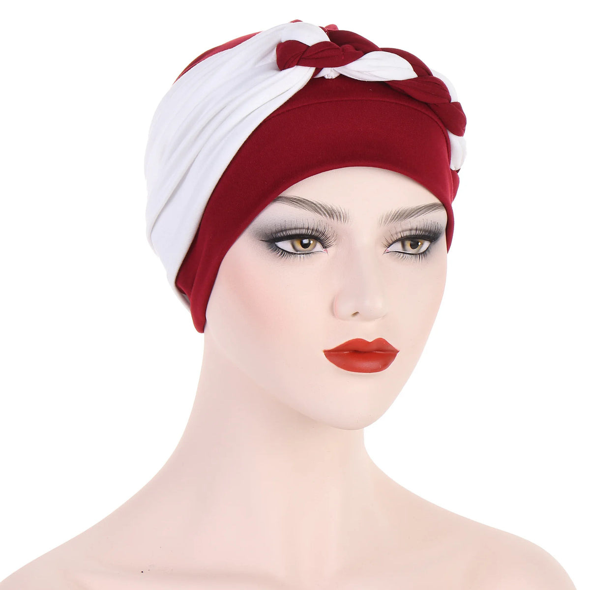 Braid Knit Turban Bonnet – Muslim Head Wrap Cap for Women (20 Colors)