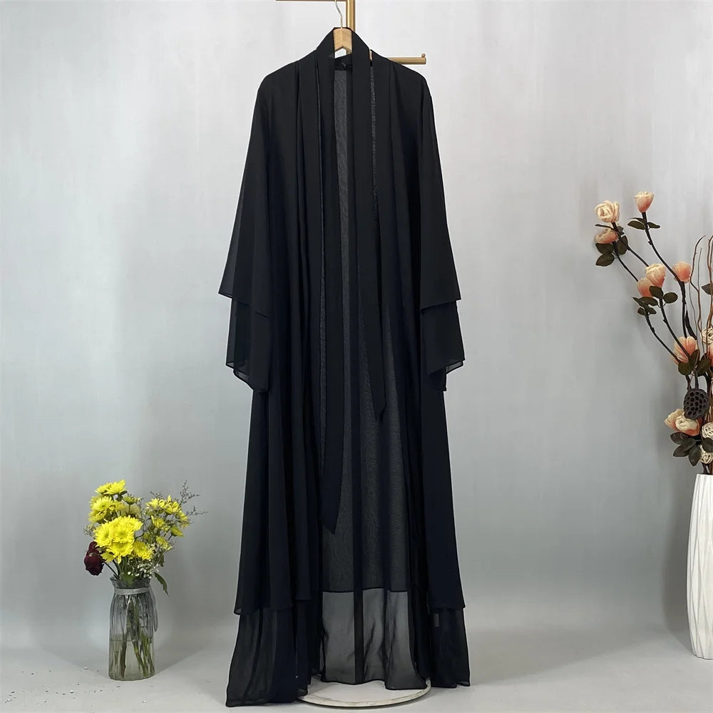 Women's Chiffon Open Abaya – Lightweight Modest Robe with Sash