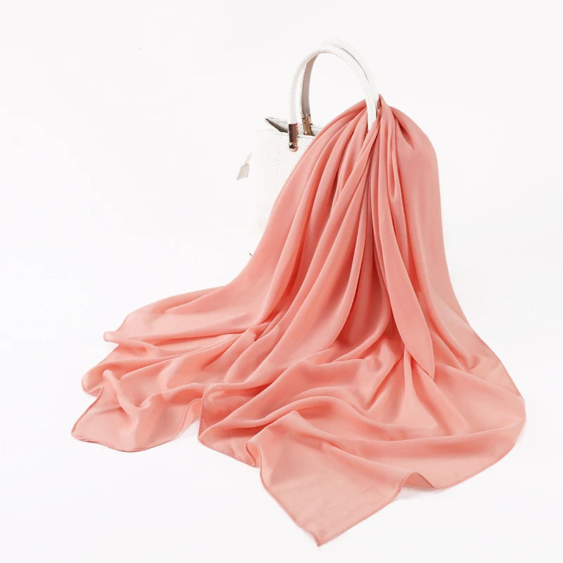 Solid Color Chiffon Square Hijab - 110x110cm Women's Head Wrap