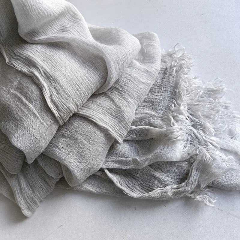 Soft Cotton-Viscose Tassel Hijab – 200x90cm Plain Headscarf (60 Colors)