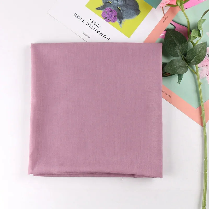 Solid Color Square Hijab Scarf - 110x110cm Soft Polyester Head Wrap