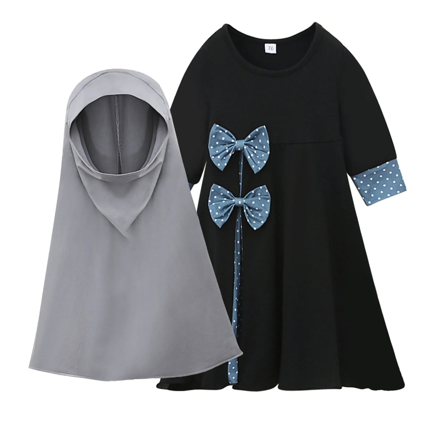Girls Muslim Abaya with Hijab Set – Full Length Maxi Robe for Eid & Ramadan | 12M–14Y