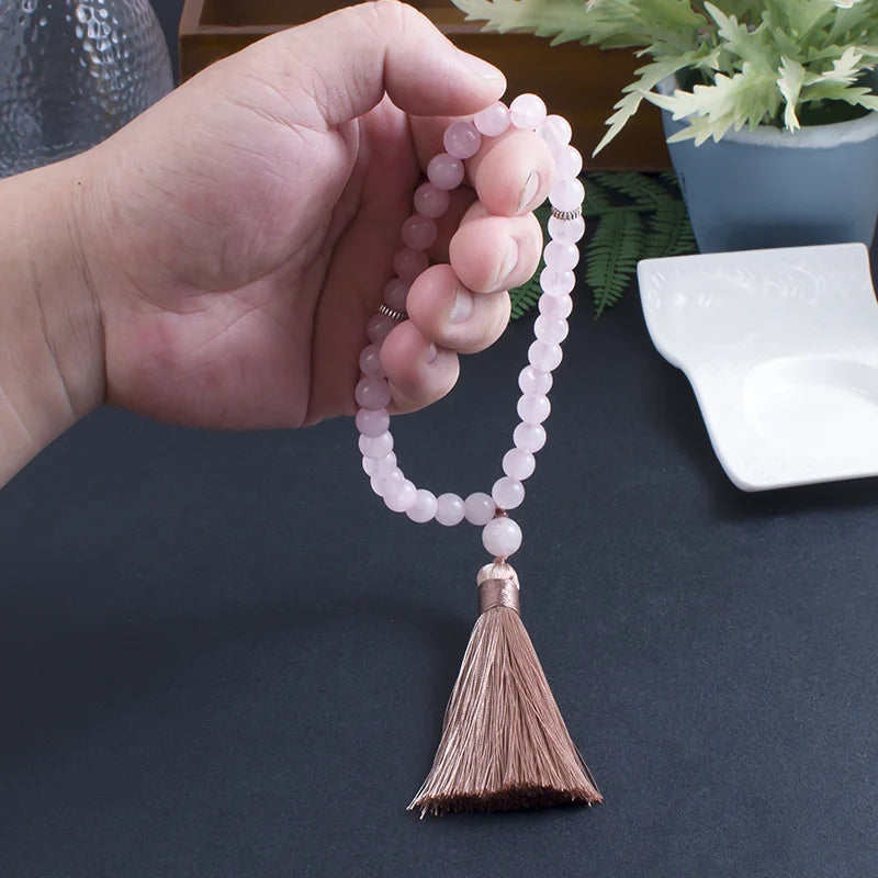 Rose Quartz Tasbih Bracelet | 33 Bead Islamic Prayer Beads | Unisex Rosary