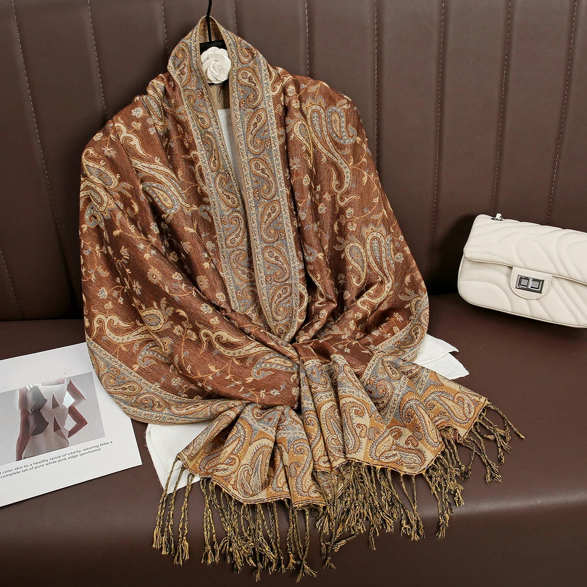 Women's Embroidered Pashmina Hijab Scarf – Soft Cashmere-Feel Shawl