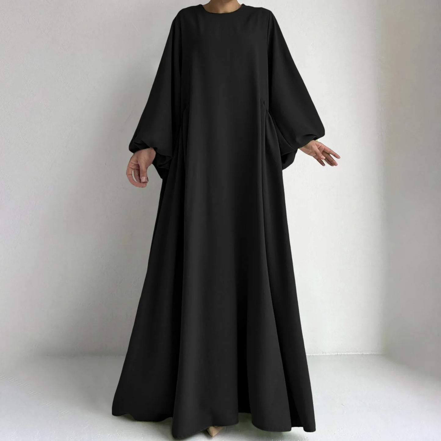 Women's Abaya Prayer Dress – Loose Lantern Sleeve Maxi Robe for Eid & Ramadan | XS–XL