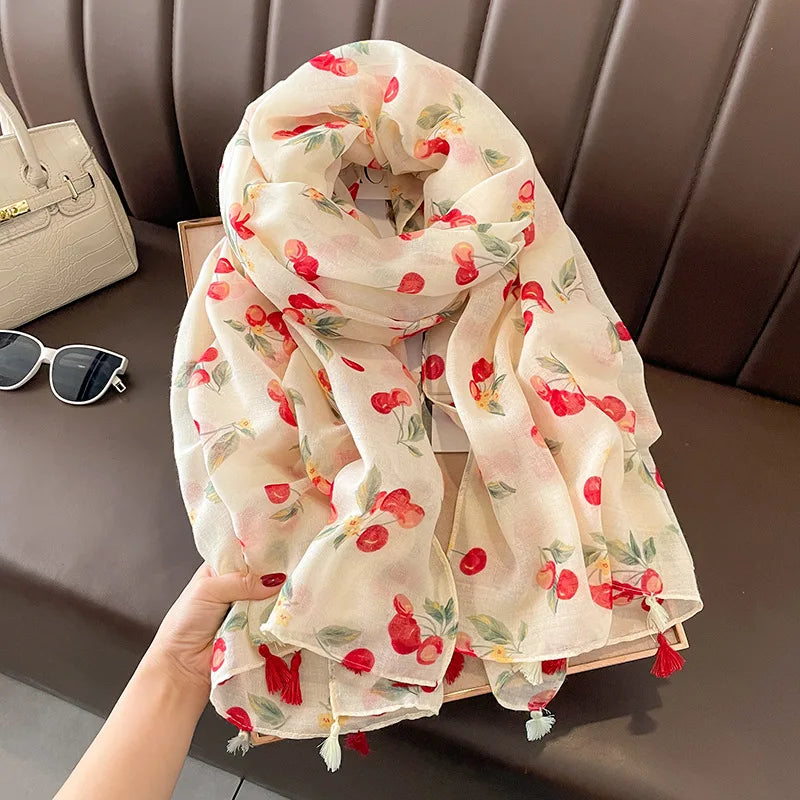 Printed Cotton Hijab Scarf & Shawl for Women | Lightweight Beach Wrap | 5 Designs
