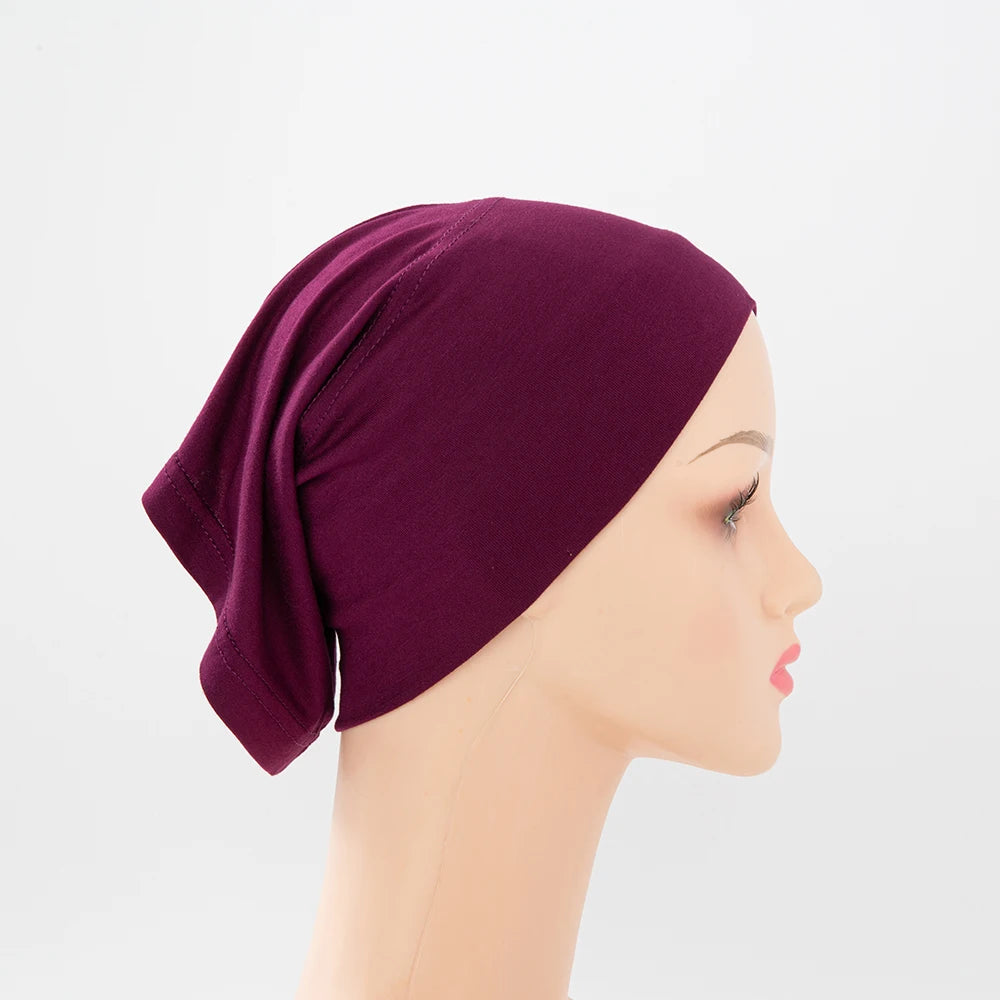 Bamboo Jersey Inner Hijab Tube Cap – Soft Stretch Muslim Underscarf Bonnet | 57 Colors