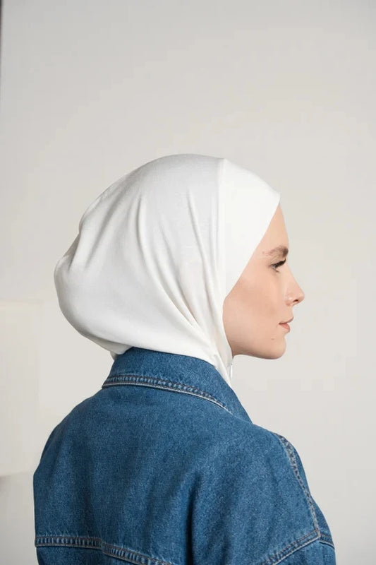 Women's Zipper Hijab Inner Cap – Milk Silk Modal Underscarf with Chain Detail