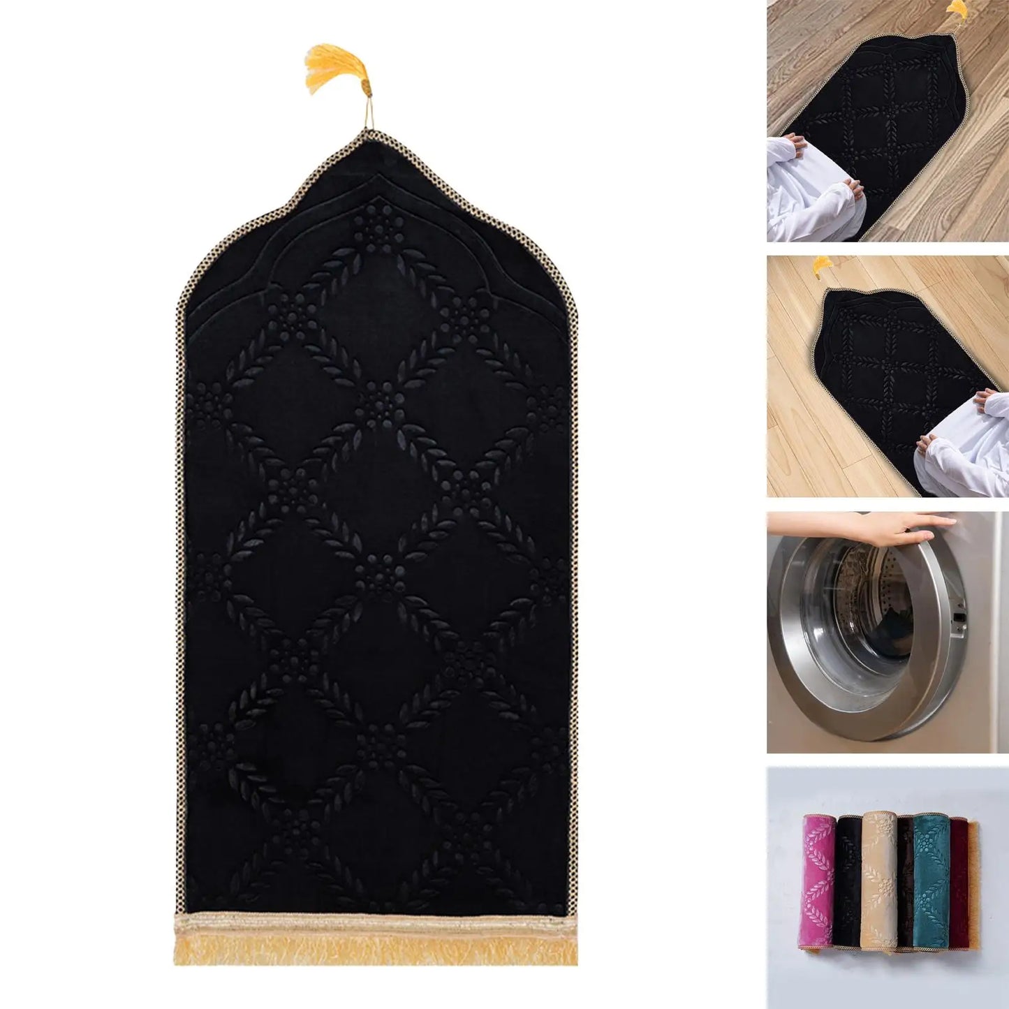 Thick Elegant Turkish Prayer Rug – Soft Chiffon Muslim Prayer Mat | Eid & Ramadan Gift | 6 Colors