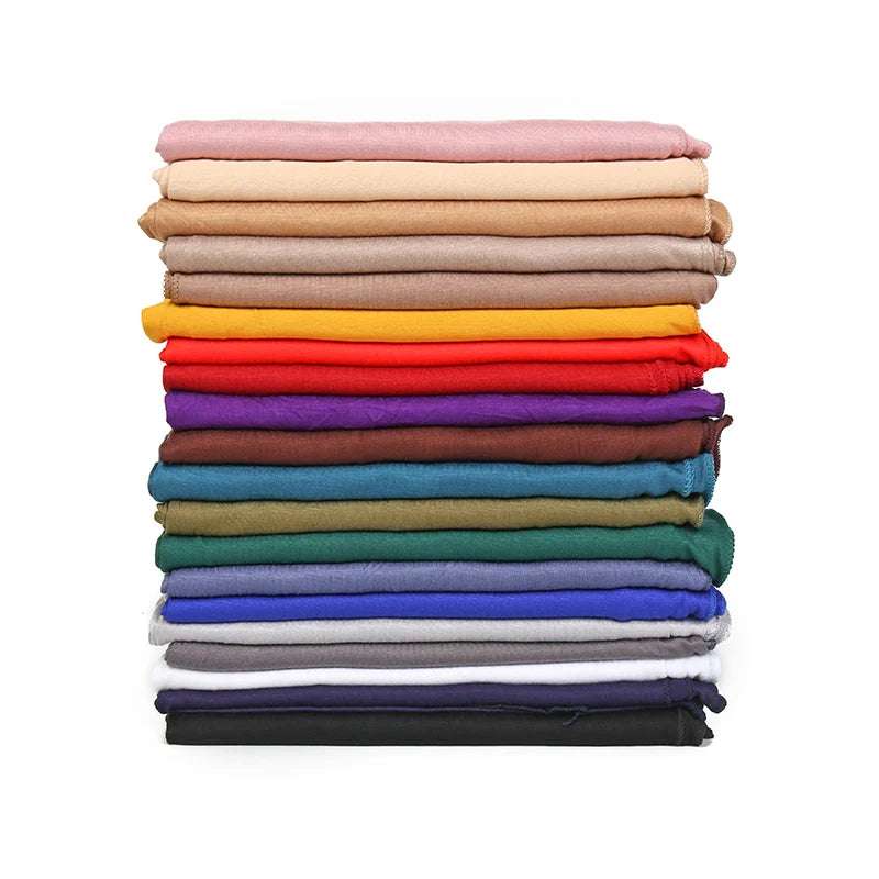 Jersey Hijab Scarf - 170x60cm Solid Color Stretch Polyester Shawl