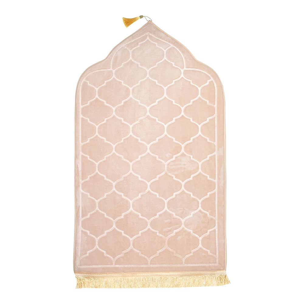 Soft Flannel Muslim Prayer Mat – Non-Slip Embossed Rug for Travel & Daily Prayer | 5 Colors