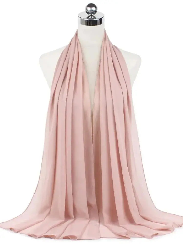 Solid Chiffon Hijab Scarf & Shawl for Women | Ready-to-Wear Muslim Headscarf | 65 Colors