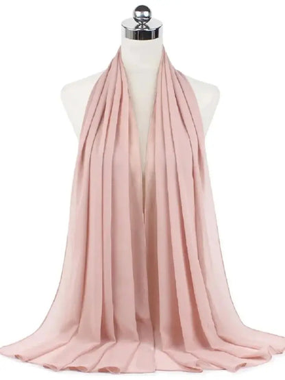 Solid Chiffon Hijab Scarf & Shawl for Women | Ready-to-Wear Muslim Headscarf | 65 Colors