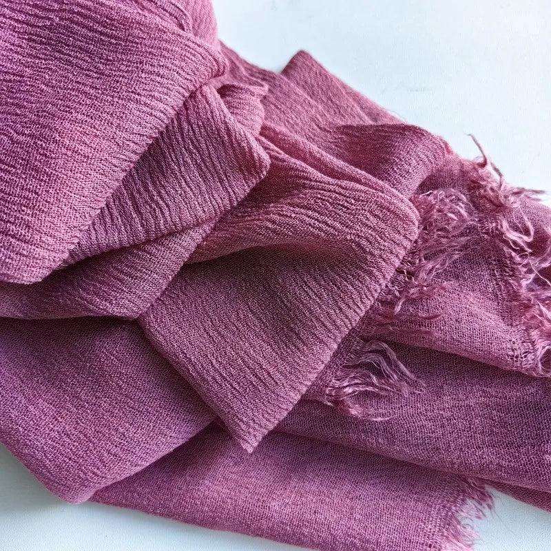 Soft Cotton-Viscose Tassel Hijab – 200x90cm Plain Headscarf (60 Colors)