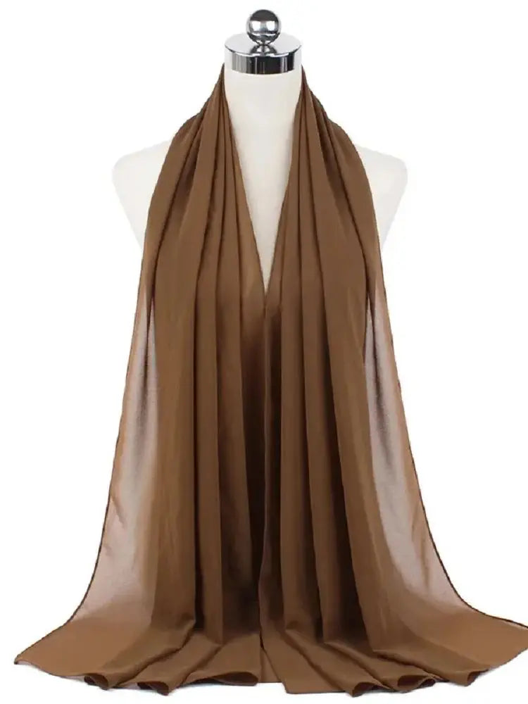 Solid Chiffon Hijab Scarf & Shawl for Women | Ready-to-Wear Muslim Headscarf | 65 Colors