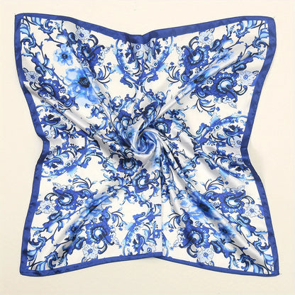 Printed Satin-Feel Square Scarf – Silk-Look Hijab, Turban & Head Wrap for Women | Multiple Sizes & Prints