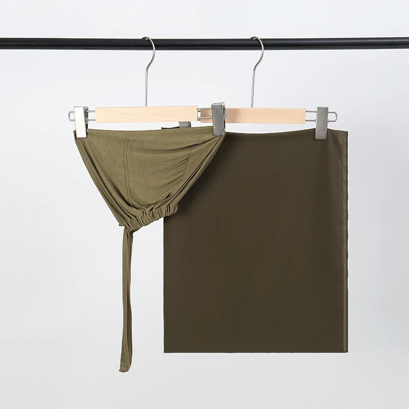 2-Piece Chiffon Hijab & Matching Undercap Set – Plain Shawl with Inner Cap for Women | 42 Colors