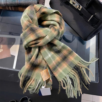 100% Wool Plaid Winter Scarf & Shawl – Long Warm Wrap & Hijab for Women (47 Colors)
