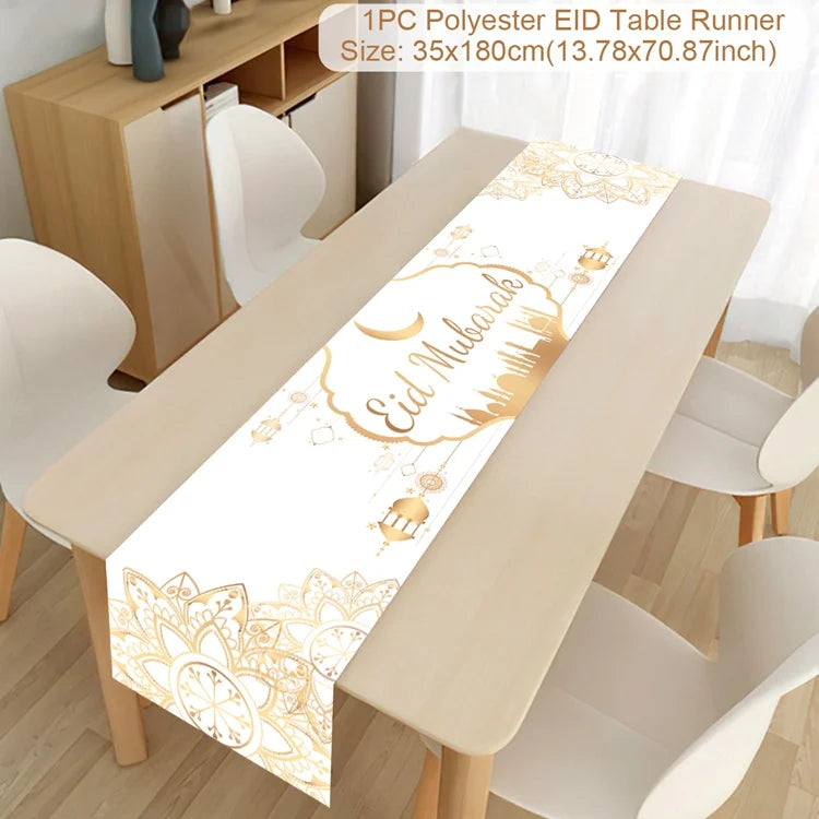 Ramadan Table Runner - Eid Mubarak Cloth Decoration 180x35cm
