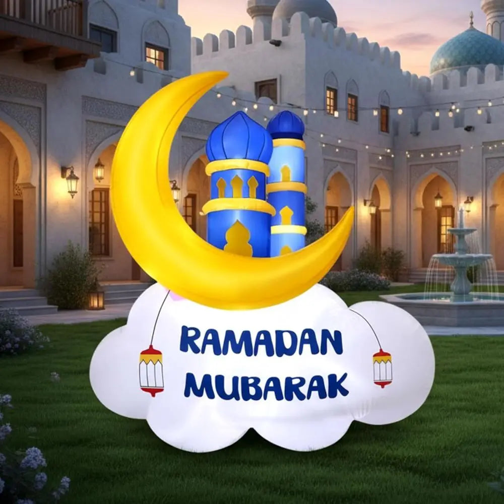Giant LED Inflatable Ramadan & Eid Mosque Decoration – 5.9ft Outdoor Yard Inflatable with Lights | Ramadan Mubarak