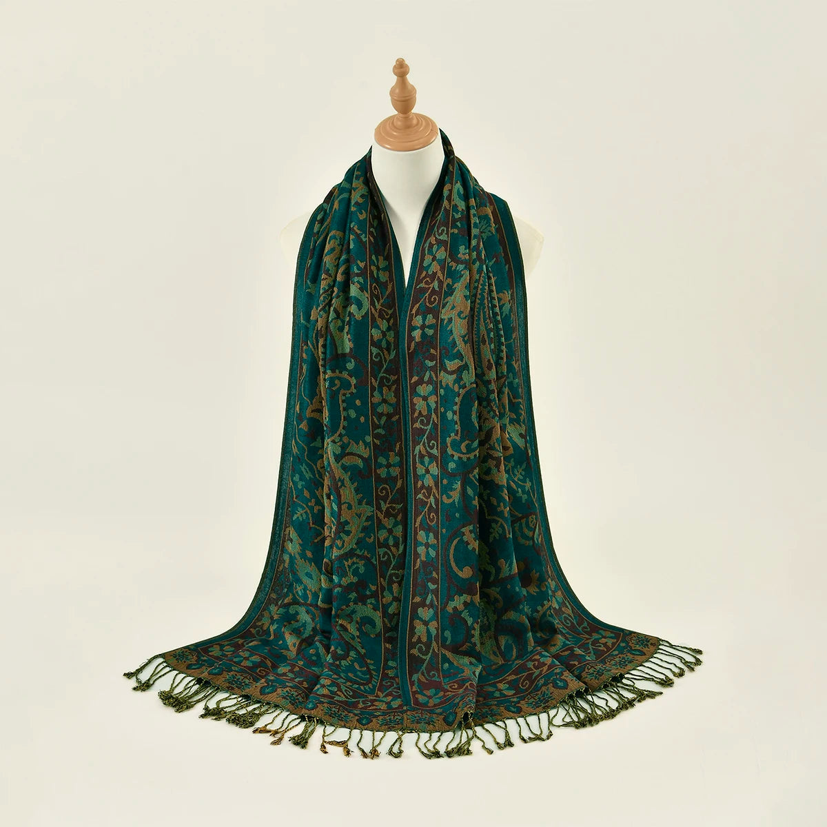 Women's Jacquard Tassel Hijab Scarf – Floral Pashmina Shawl