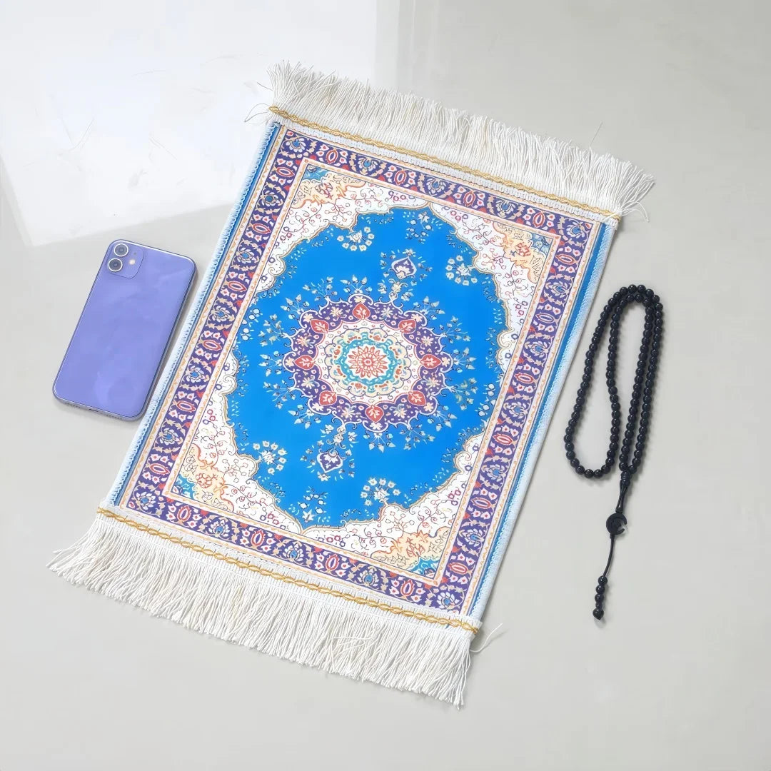 Portable Prayer Rug Set with Prayer Beads - 30x40cm