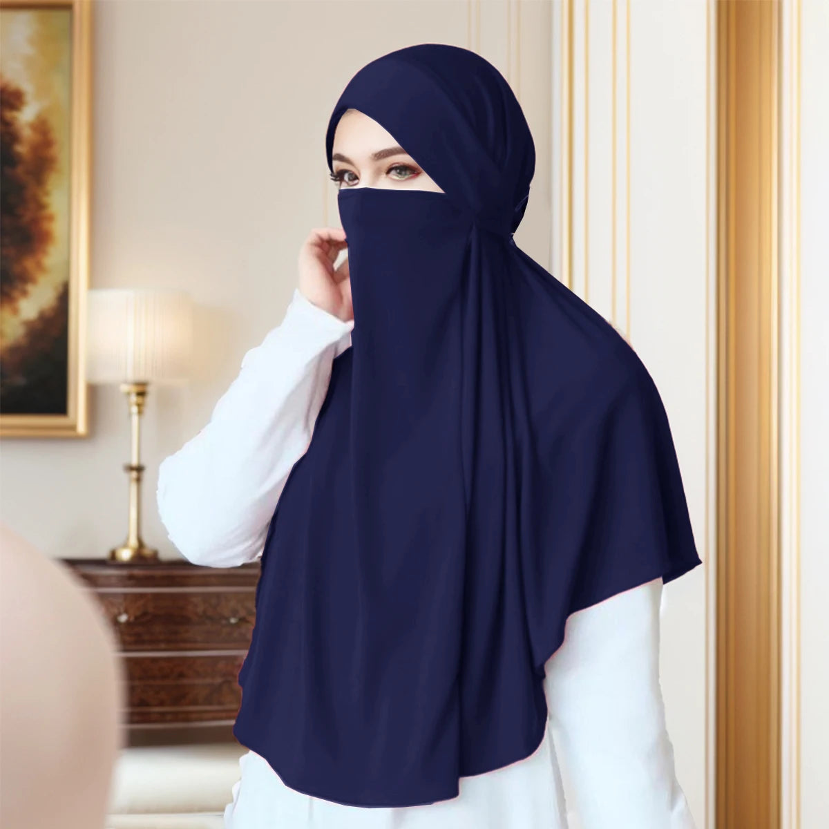 Women's Khimar Hijab with Face Covering – Soft Jersey Niqab Scarf