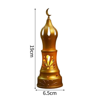 Ramadan Moon & Star LED Castle Lantern – Eid Mubarak Tabletop Decor (18 Styles)