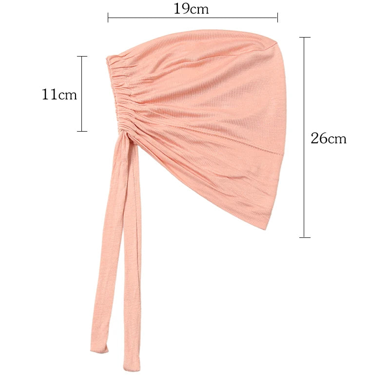 Satin Hijab Undercap with Tie | Double Layer Inner Cap Bonnet for Women | 15 Colors