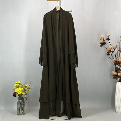 Women's Chiffon Open Abaya – Lightweight Modest Robe with Sash