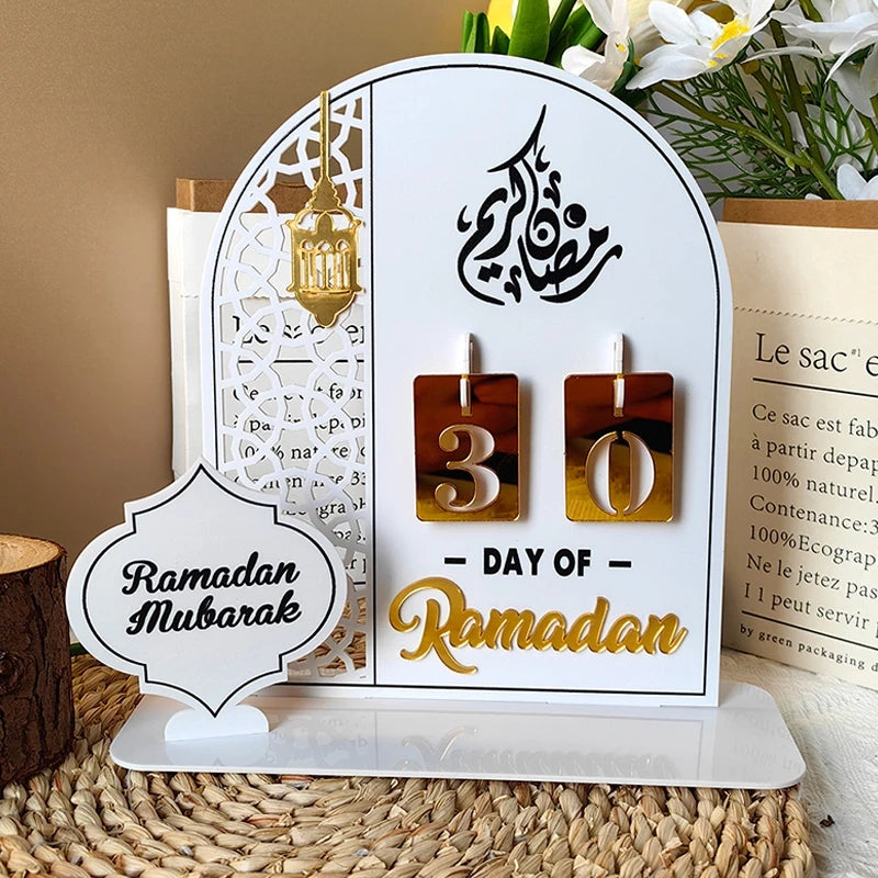 Ramadan Countdown Calendar – Acrylic Eid Mubarak Ornament with Interchangeable Numbers | 11 Designs