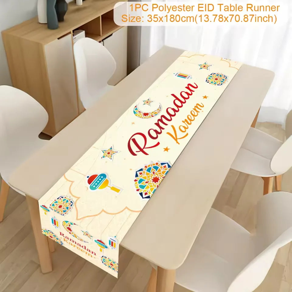 Ramadan Table Runner - Eid Mubarak Cloth Decoration 180x35cm