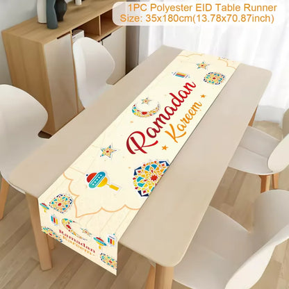 Ramadan Table Runner - Eid Mubarak Cloth Decoration 180x35cm