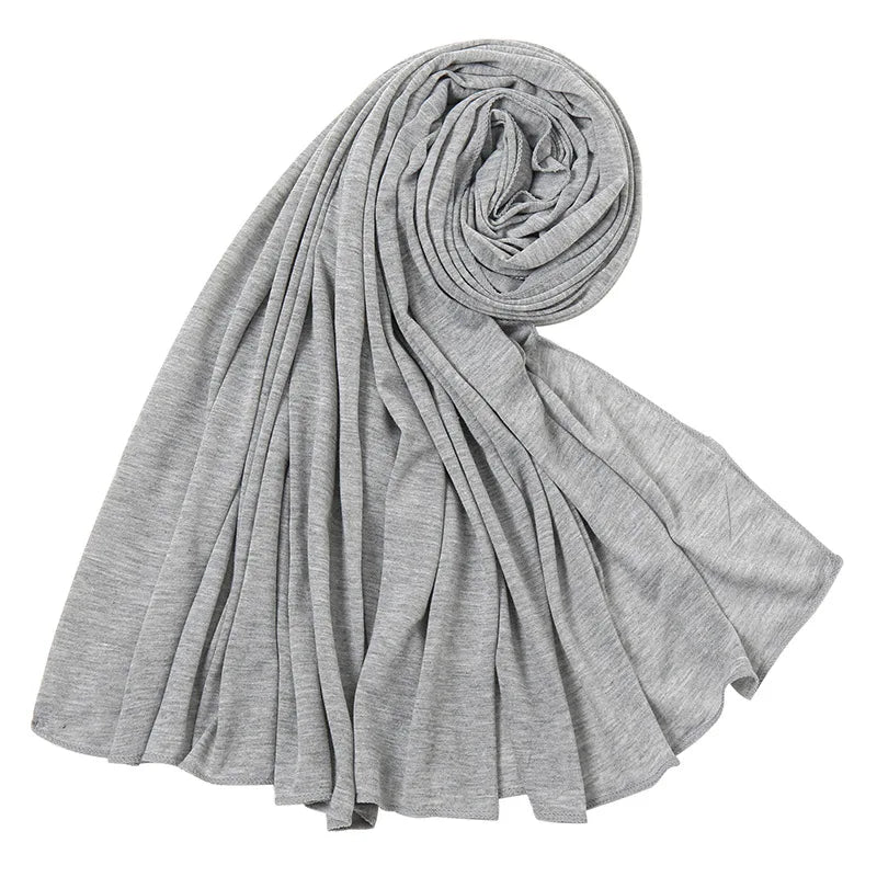 Women's Plain Cotton Jersey Hijab Scarf – Long Soft Shawl, 39 Colors