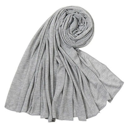Women's Plain Cotton Jersey Hijab Scarf – Long Soft Shawl, 39 Colors