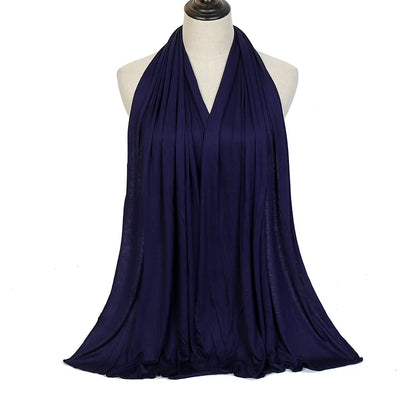 Jersey Hijab Scarf - 170x60cm Solid Color Stretch Polyester Shawl