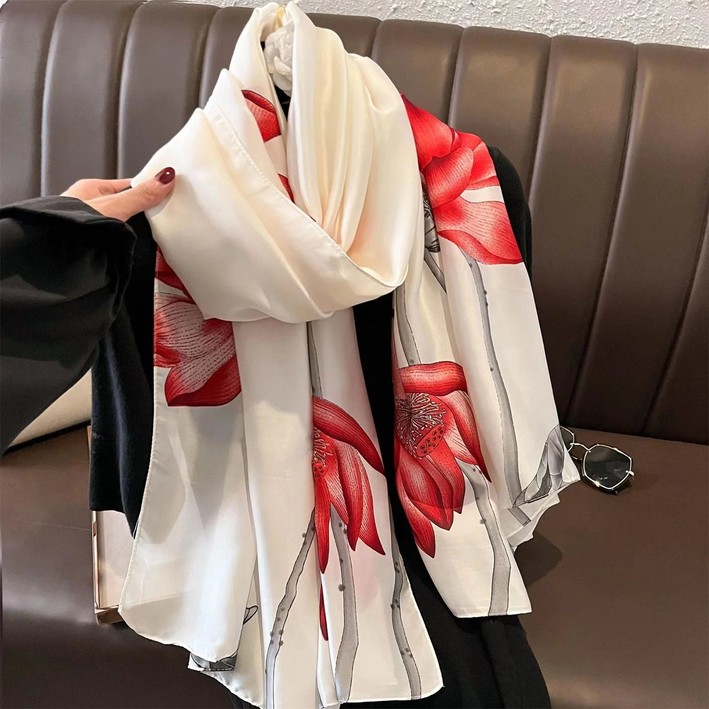 Printed Polyester Hijab Scarf & Shawl - 180x90cm Women's Wrap