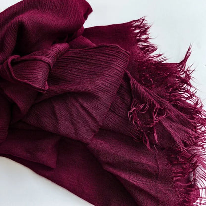 Soft Cotton-Viscose Tassel Hijab – 200x90cm Plain Headscarf (60 Colors)