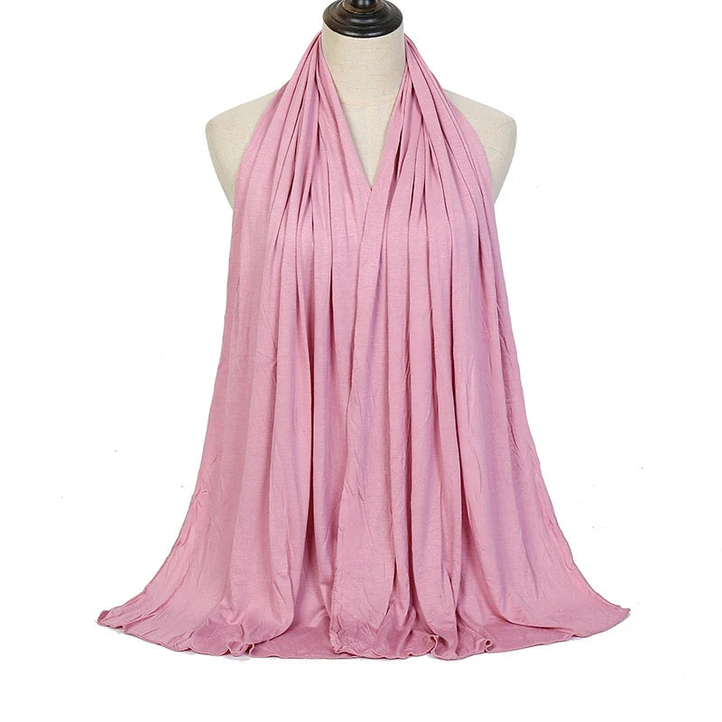 Jersey Hijab Scarf - 170x60cm Solid Color Stretch Polyester Shawl