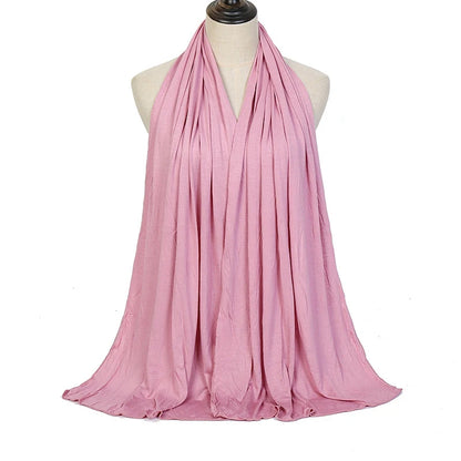 Jersey Hijab Scarf - 170x60cm Solid Color Stretch Polyester Shawl