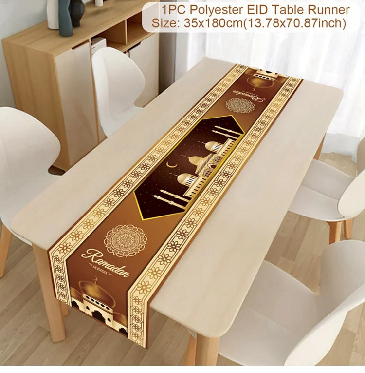 Ramadan Table Runner - Eid Mubarak Cloth Decoration 180x35cm