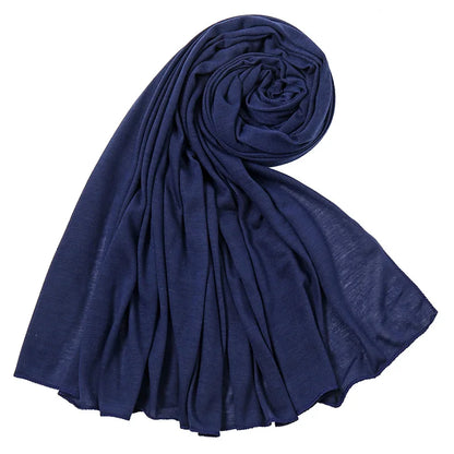 Women's Plain Cotton Jersey Hijab Scarf – Long Soft Shawl, 39 Colors