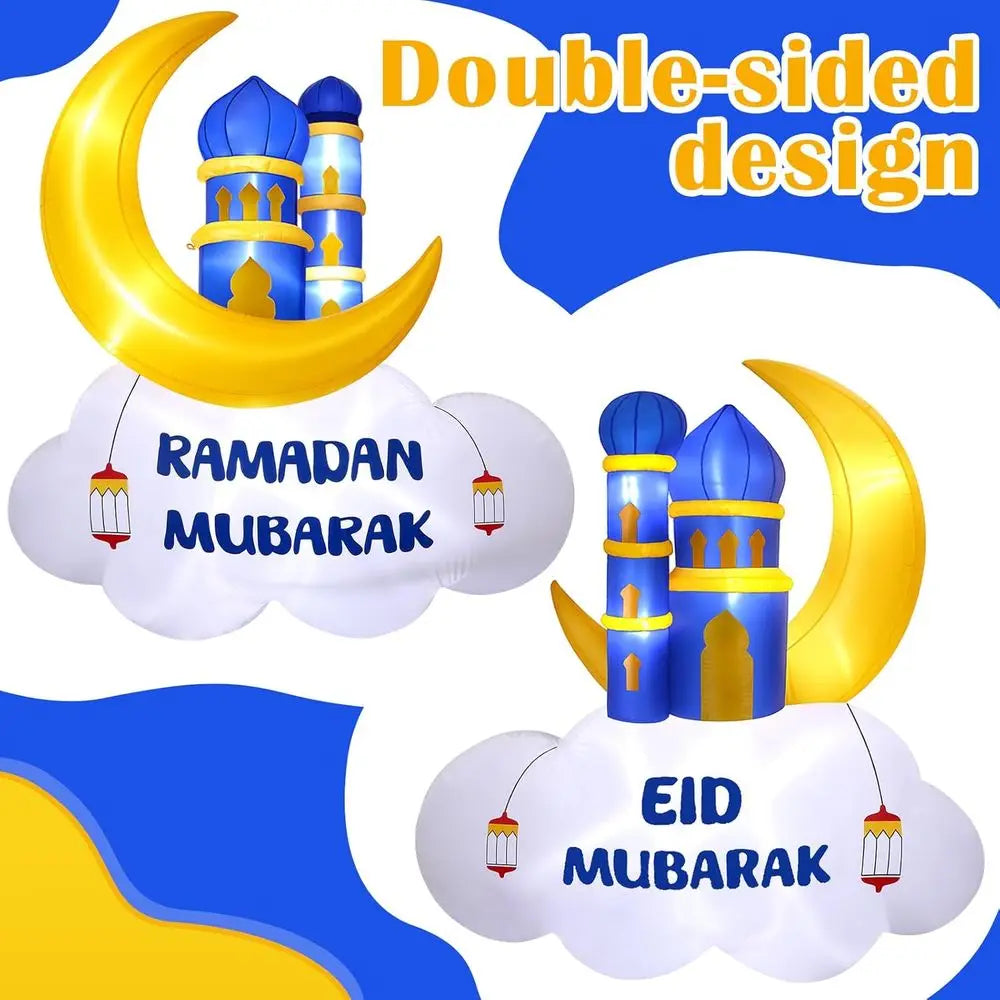 Giant LED Inflatable Ramadan & Eid Mosque Decoration – 5.9ft Outdoor Yard Inflatable with Lights | Ramadan Mubarak