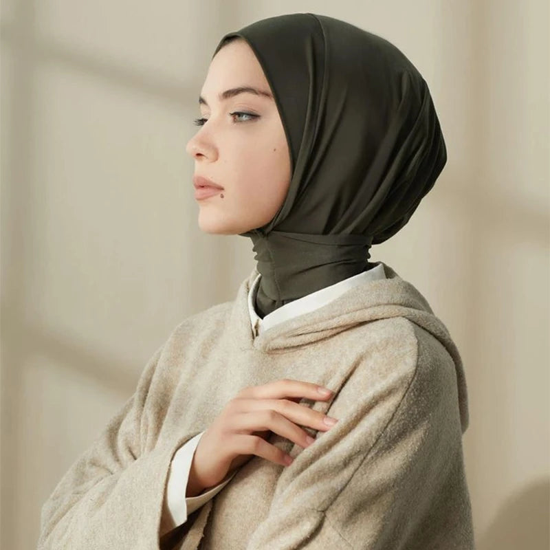 Modal Cotton Hijab Underscarf - Solid Color Turban Cap