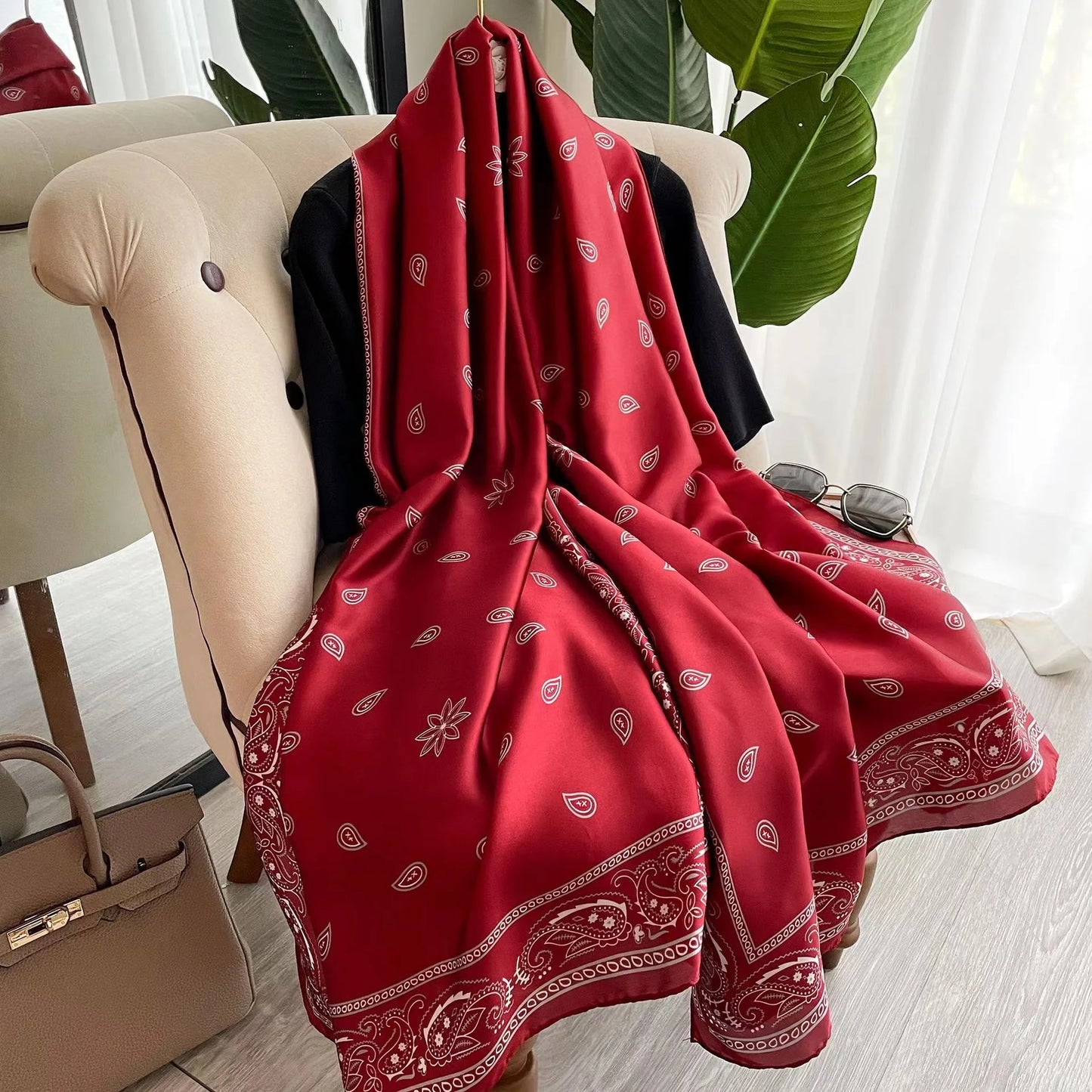 Printed Polyester Hijab Scarf & Shawl - 180x90cm Women's Wrap
