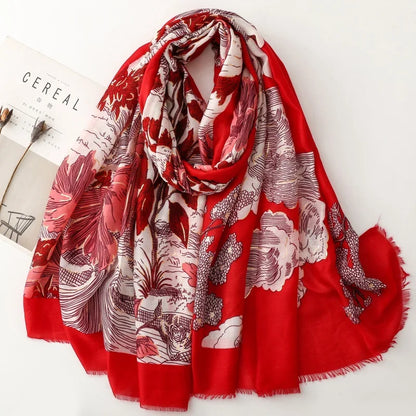 Printed Tassel Hijab Scarf & Shawl for Women | 88×180cm Bohemian Wrap | 60 Designs