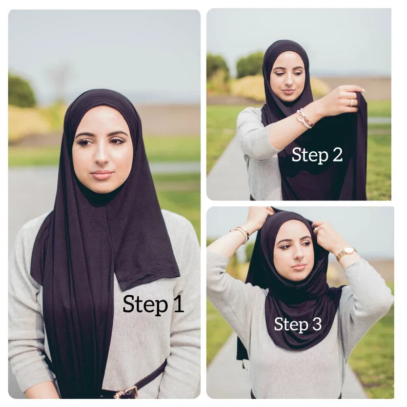 Jersey Instant Hijab – Plain Scarf, 180 × 70 cm