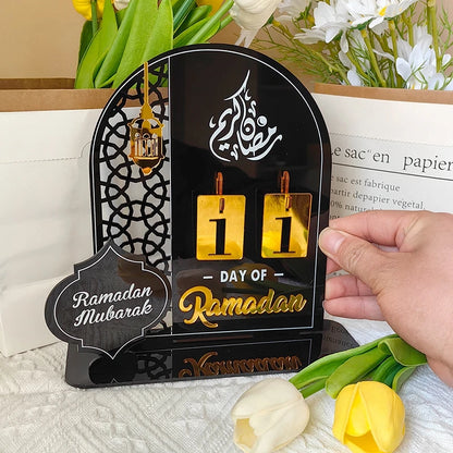 Ramadan Countdown Calendar – Acrylic Eid Mubarak Ornament with Interchangeable Numbers | 11 Designs