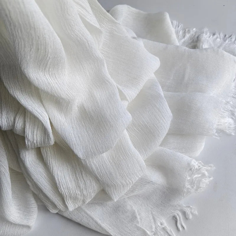 Soft Cotton-Viscose Tassel Hijab – 200x90cm Plain Headscarf (60 Colors)